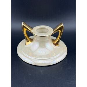 Vintage Pearl China Co Lusterware 22K Gold Candlestick Holder